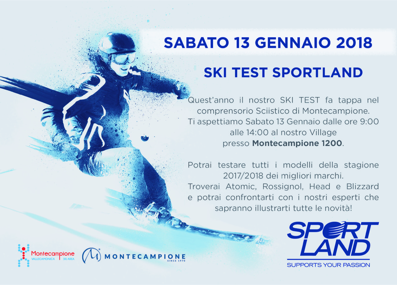 Sabato 13 gennaio 2018: Ski Test Sportland a Montecampione