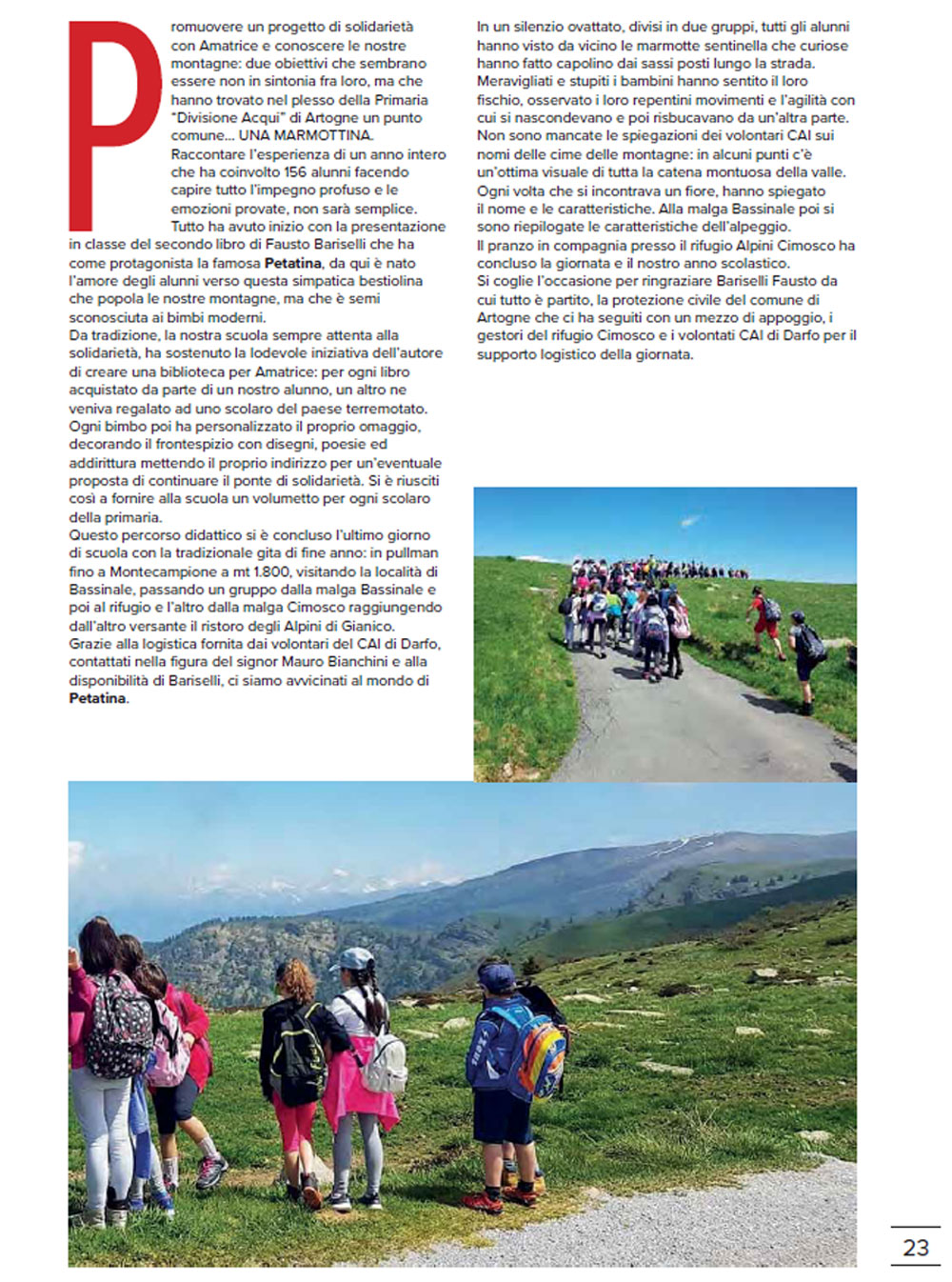 Petatina, la Marmotta al Rifugio Monte Cimosco di Montecampione, ha trovato spazio anche sull'Annuario del CAI!