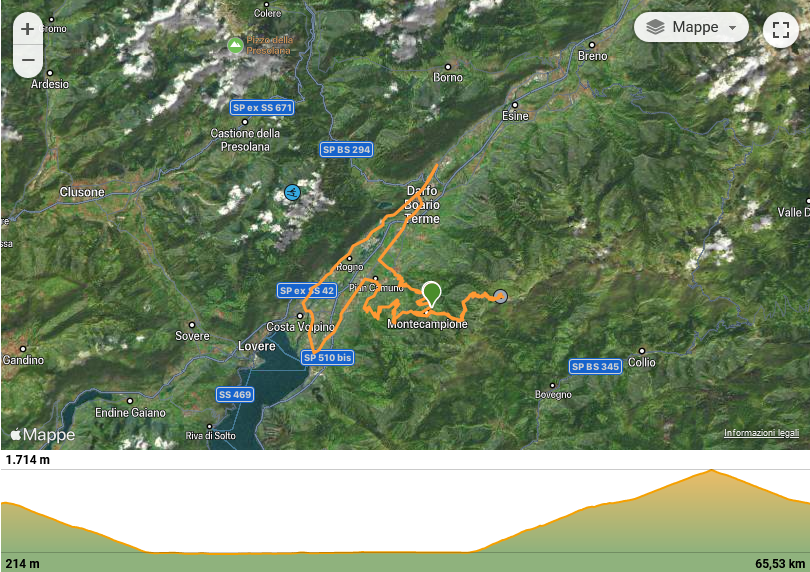 Wikiloc – Percorso di Bici da Strada di claudiogave: Montecampione