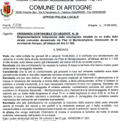 Comune di Artogne - ORDINANZA CONTINGIBILE ED URGENTE N. 29.